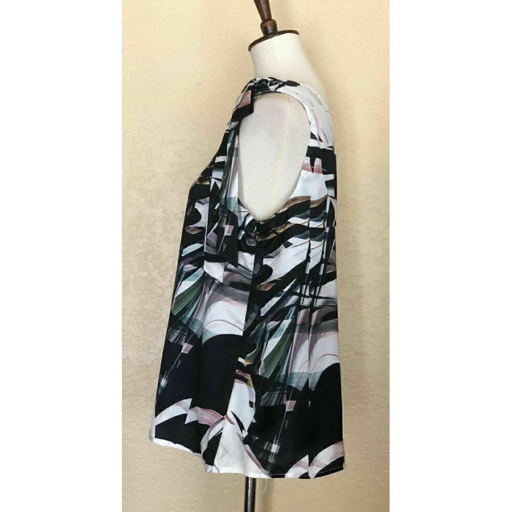 Bar III Black Combo Printed L One Shoulder Top XXS - Picture 4 of 9